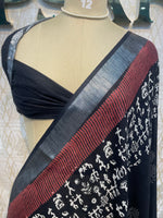 Black Batik Print Lenin Saree 67