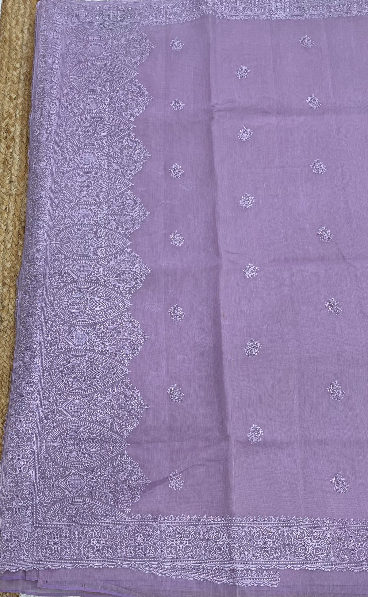 Lilac Soft Tissue Embroidery Saree 17