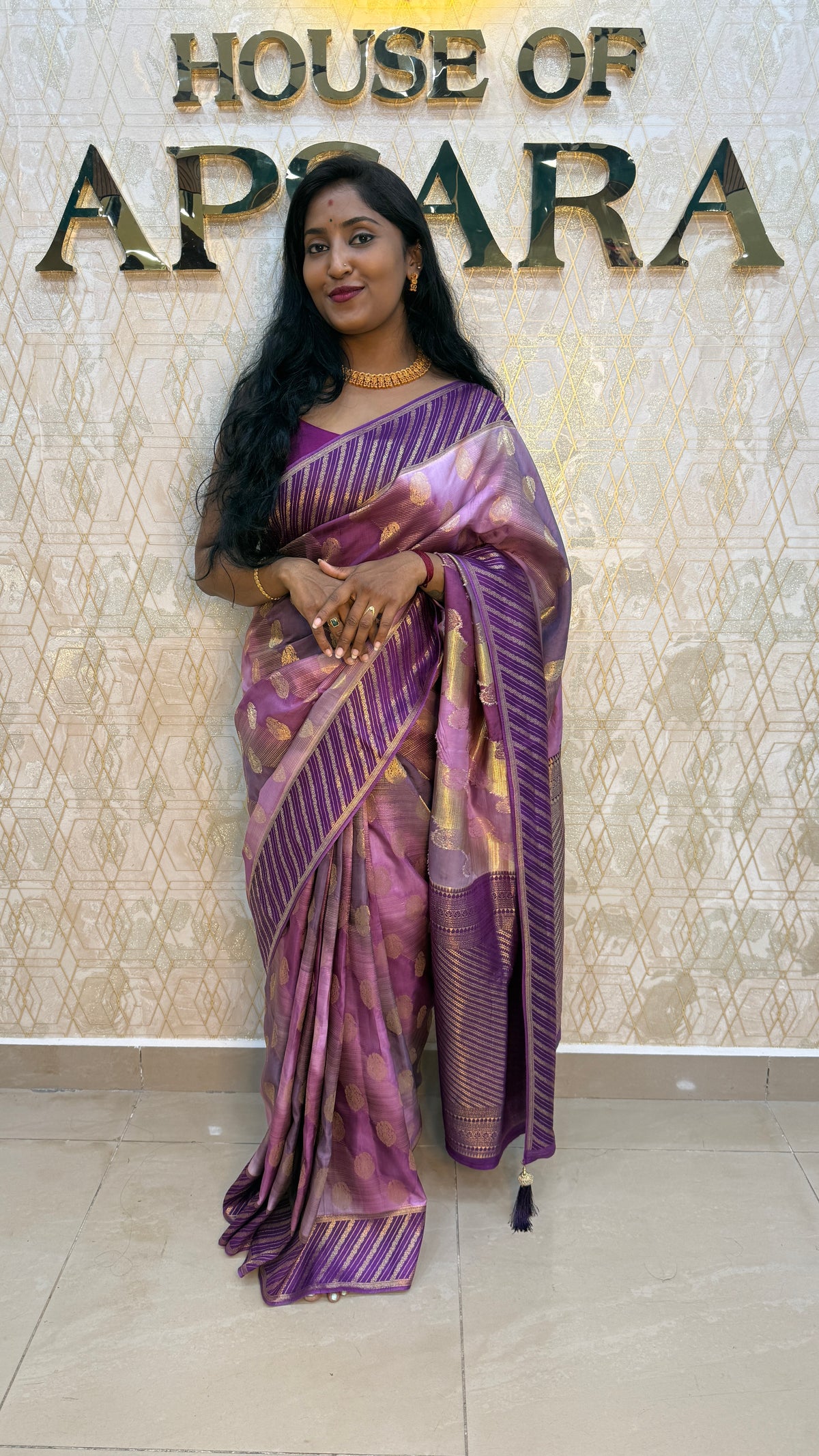 Purple Banarasi Soft Crepe Saree 82