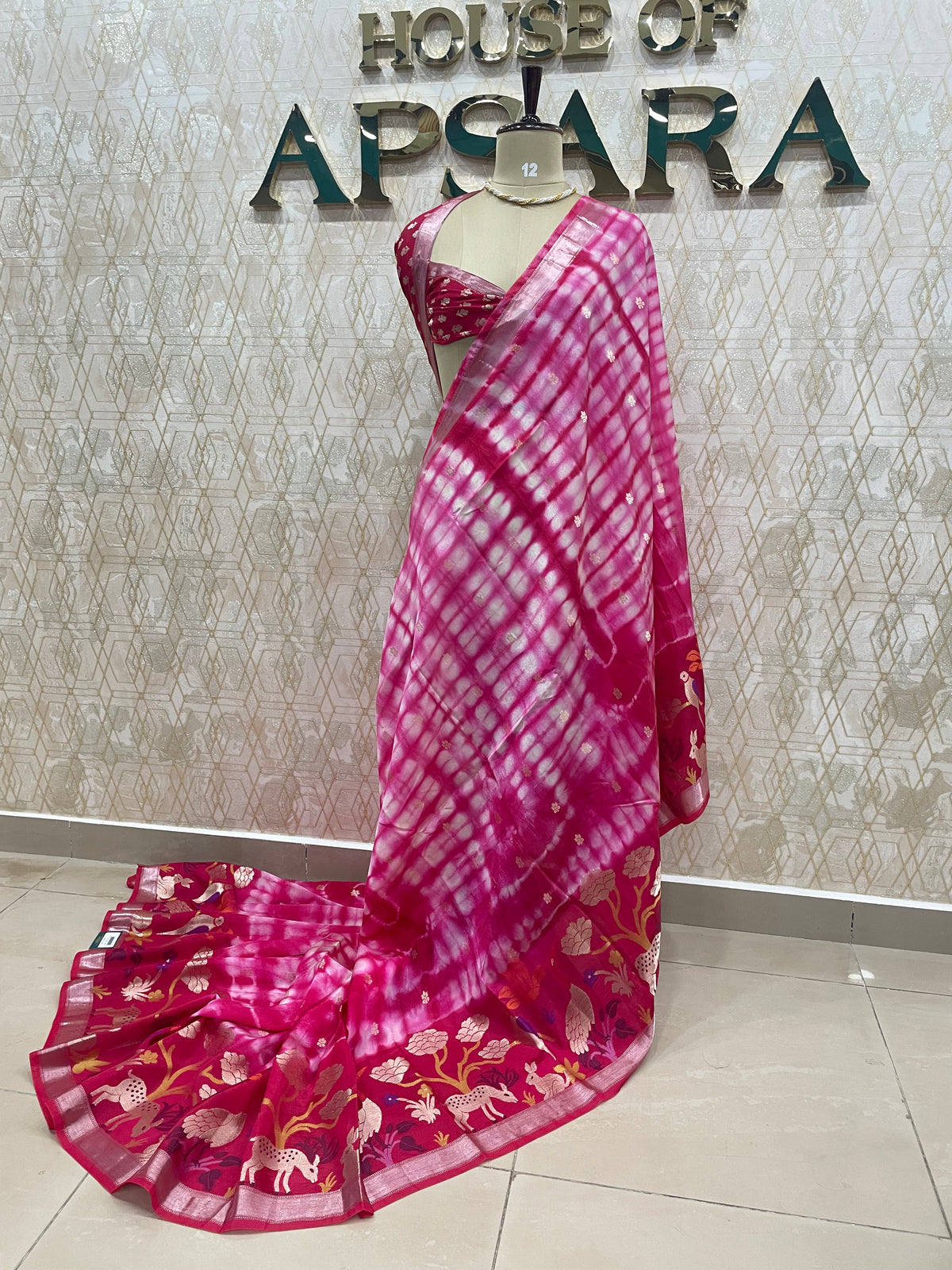 Pink Paper Silk Saree