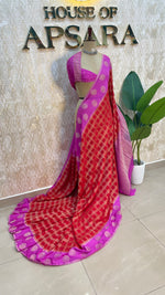Red n Pink Banarasi Chiffon Saree 97