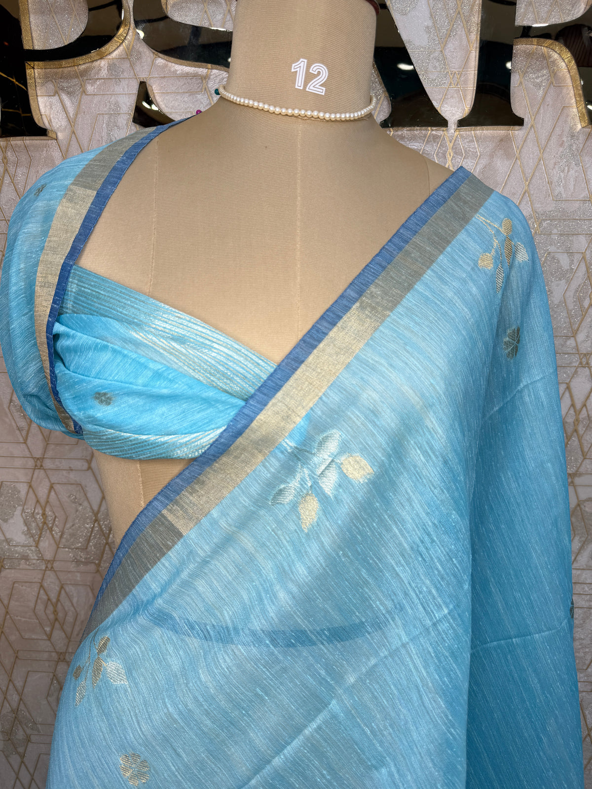 Blue Jute Lenin Saree 68