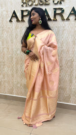 Peach Tussur Crepe Zari Work Saree 21