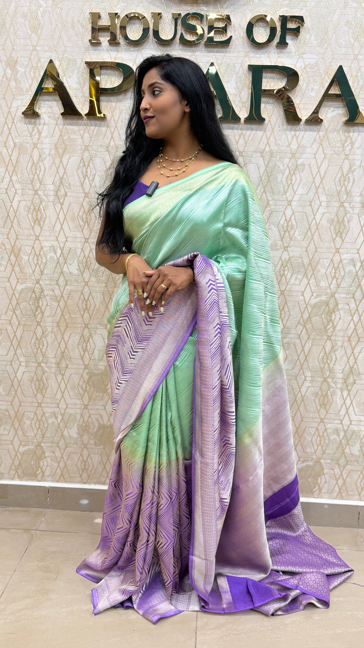 Teal Blue n Lilac Soft Tissue Contemporary Design Saree 30