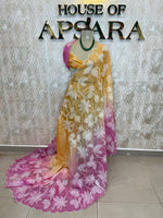 Orange n Pink Organza Applique Work Saree 20