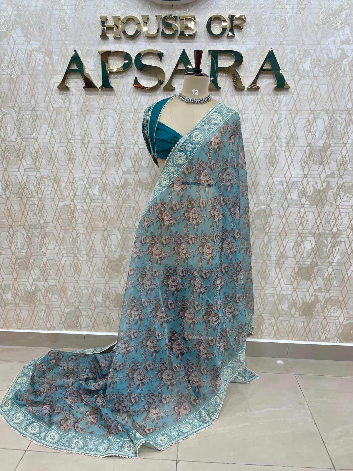 Green Soft Organza Embroidery Saree 49