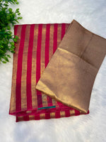 Dark Pink Pure Tissue Stripes Saree 11