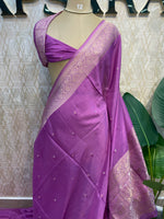 Lilac Banarasi Chinnon Crepe Saree 201