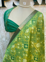 Pista Green Raw Silk Ikkat Weaving Saree 81