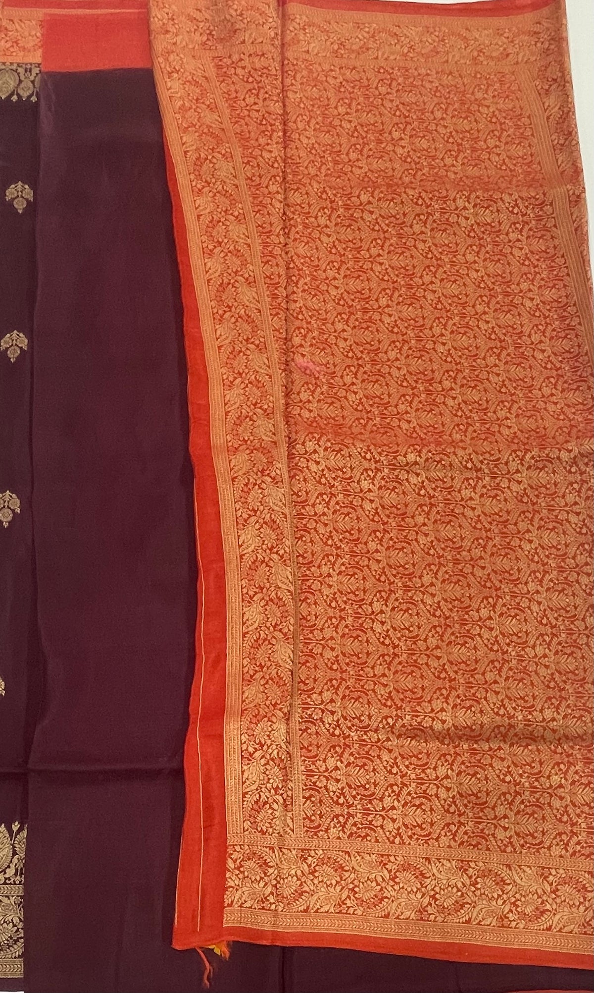 Brown n Orange Semi Silk Saree 25