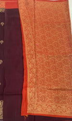 Brown n Orange Semi Silk Saree 25