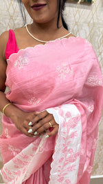 Pink n White Dual Shade Chanderi Silk Saree 13