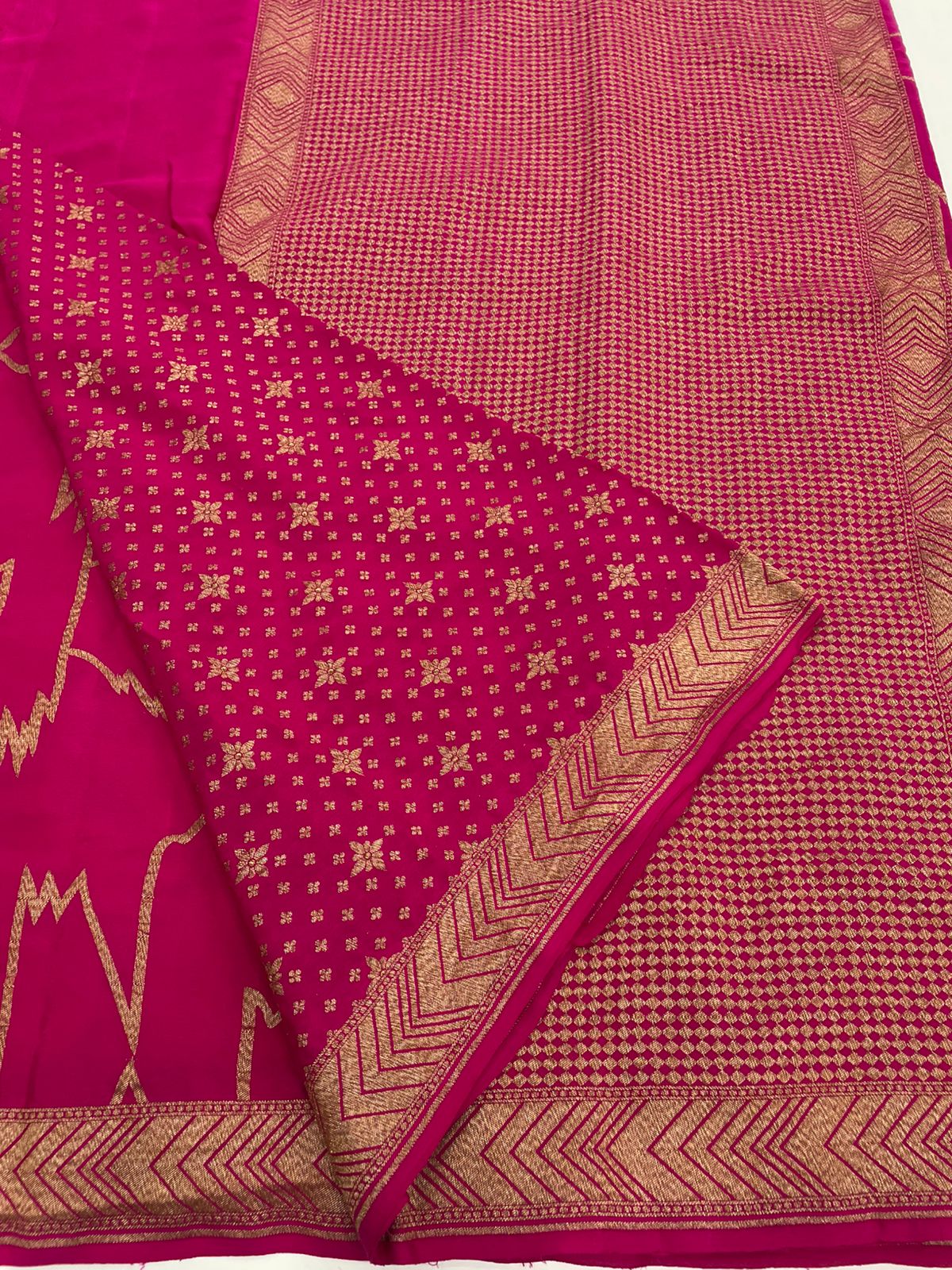 Pink Pure Banarasi Crepe Saree 03