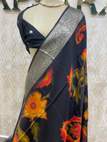 Black Dola Crepe Digital Print Saree 25