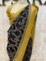 Black n Yellow Khadi Georgette Saree 26