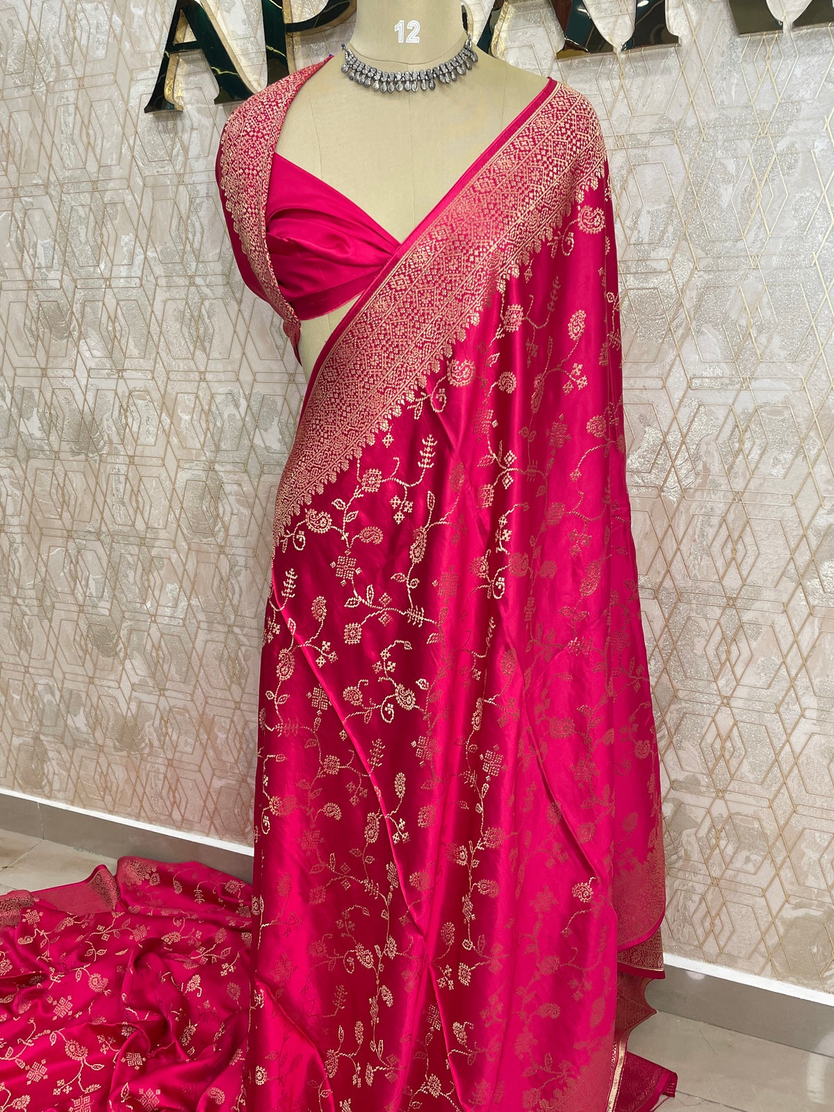 Pink Satin Mashru Silk Saree 07