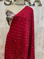 Red Blue Pure Modal Silk Bandhini With Kalamkari Print Saree 05