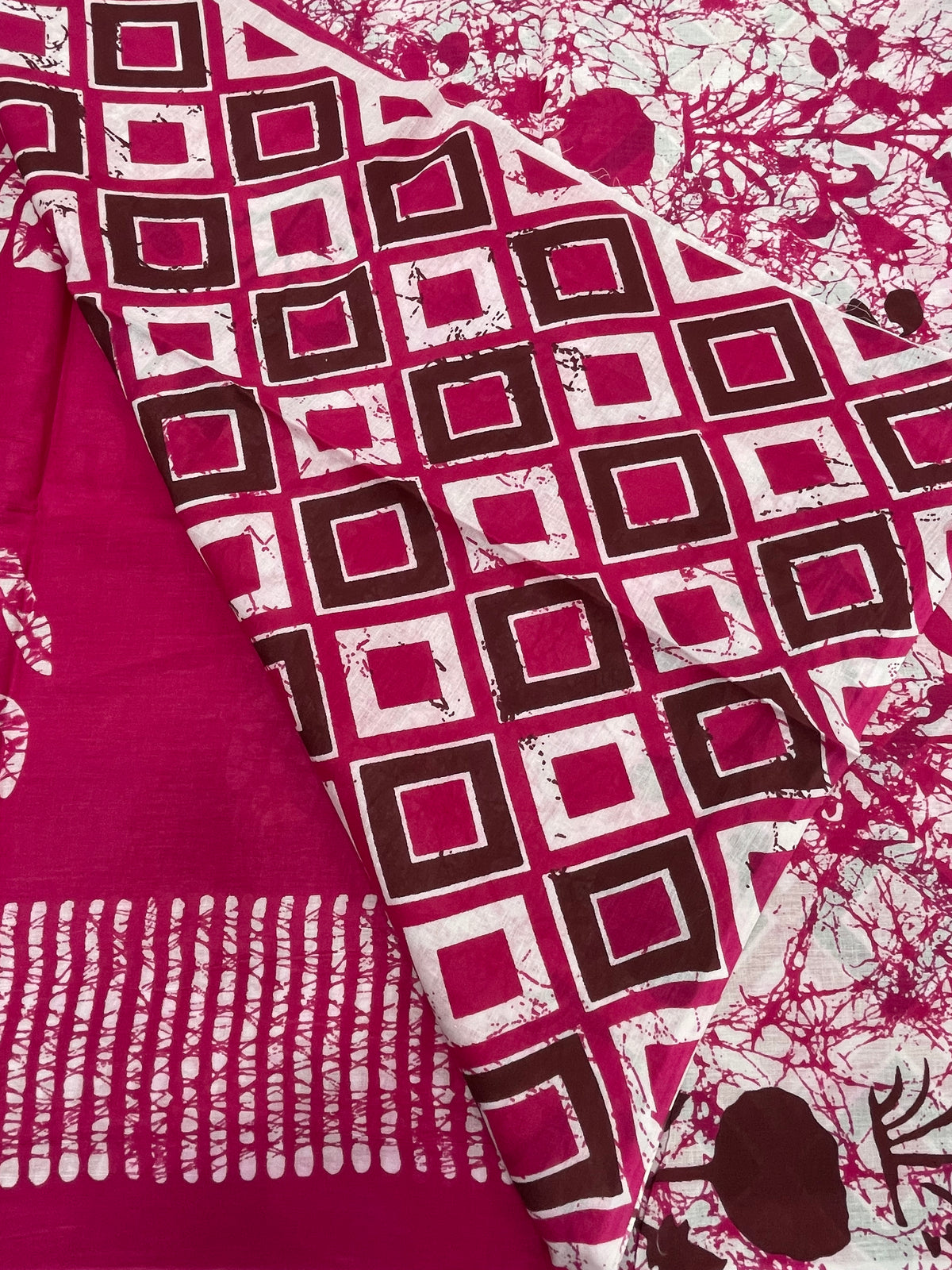 Pink Pure Cotton Handblom Saree