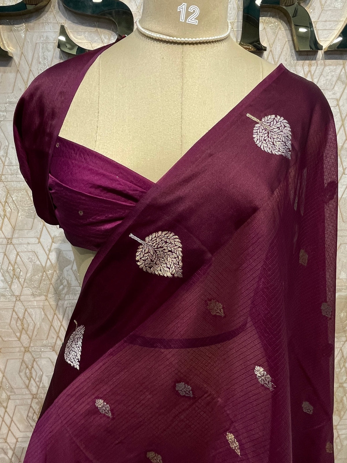 Wine Cotton Kota Checks Saree 66