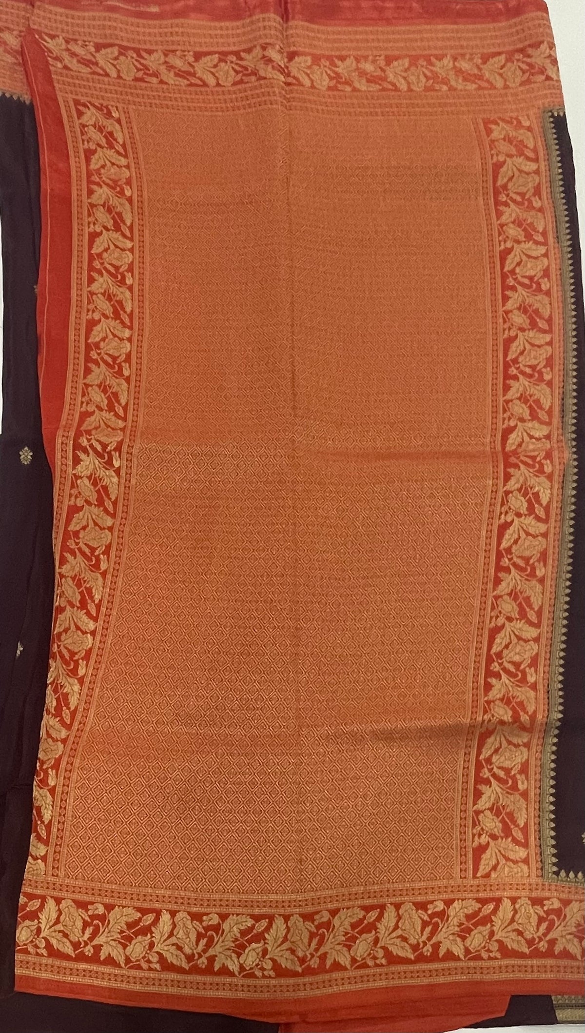 Brown n Orange Semi Silk Saree 25