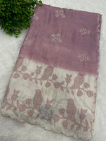 Lavender n White Dual Shade Chanderi Silk Saree 13