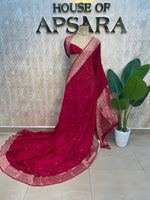 Rani Pink Banarasi Chinnon CrepeSaree 201
