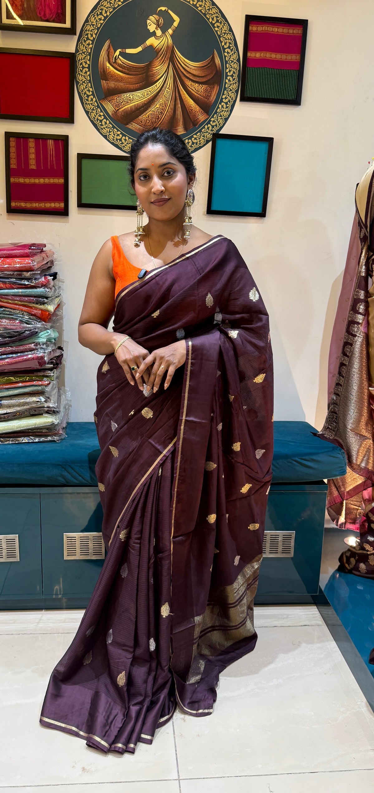 Brown n Orange Kota Doriya Saree 312