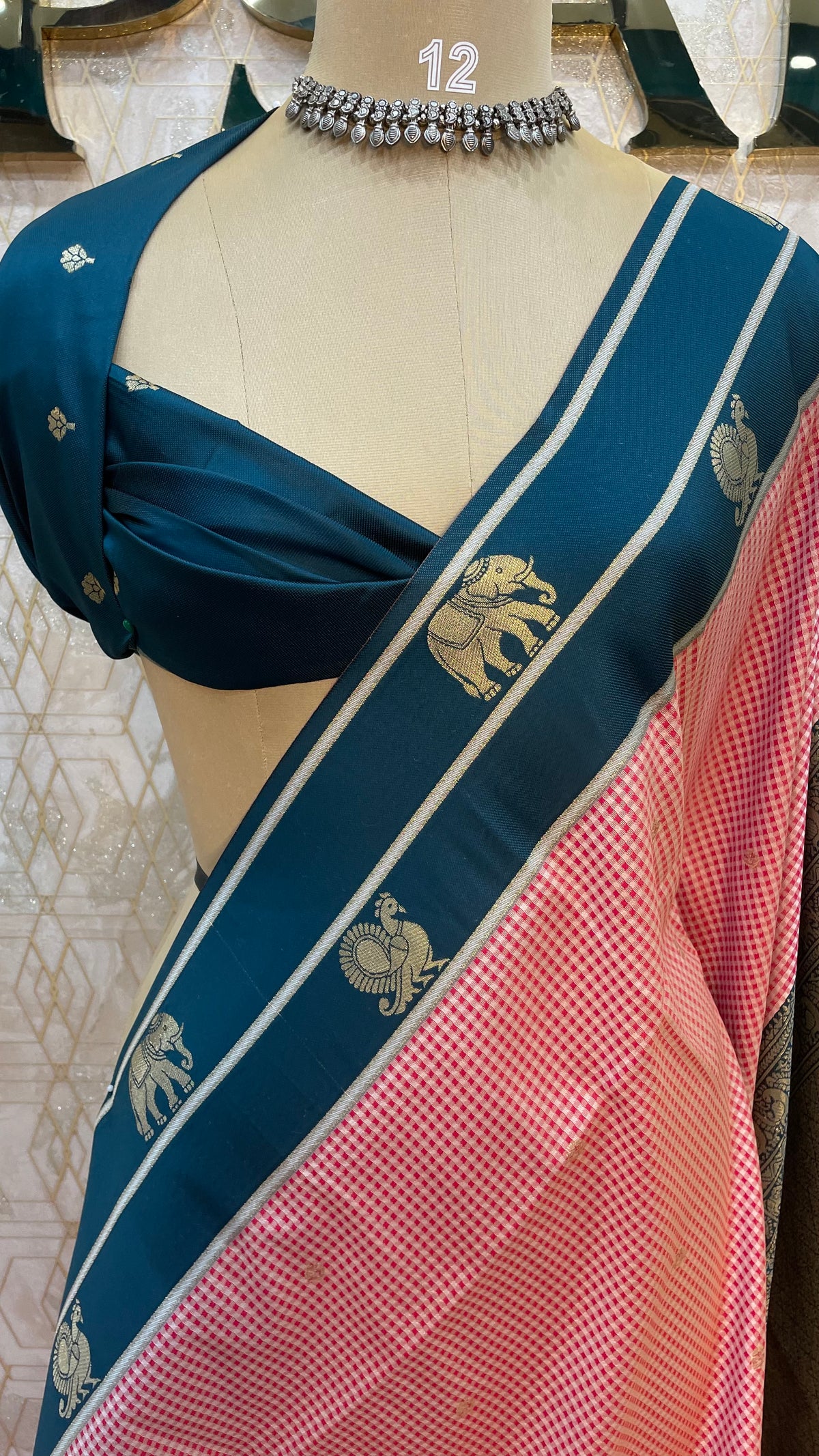 Pink n Green Semi Silk Saree 95