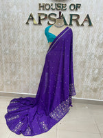 Purple Chinon Zari Embroidery Saree 44