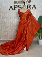 Orange Tussar Jamdani saree 318