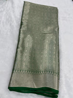 Silver n Green Pure Tissue Brocade Saree 11