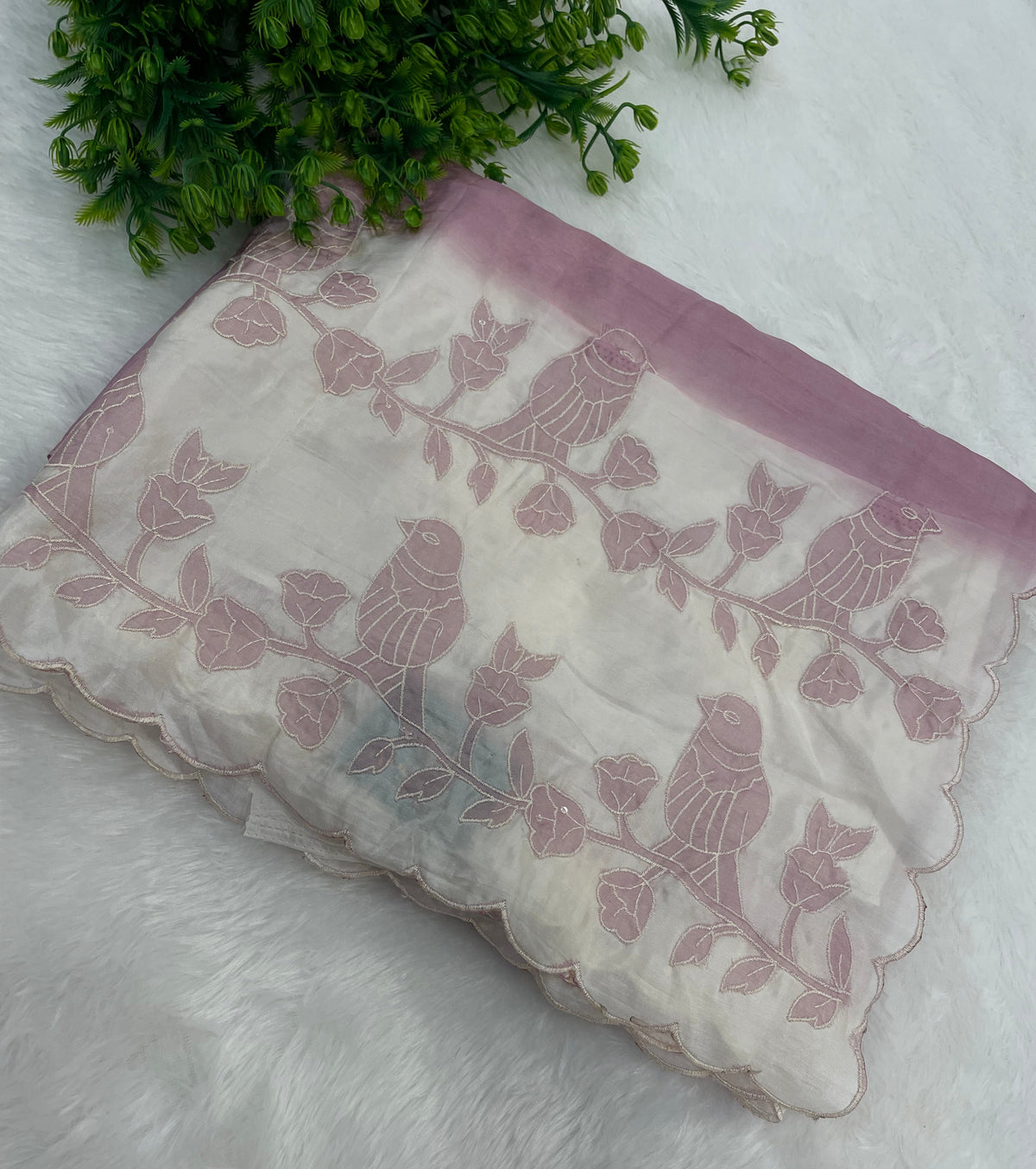 Lavender n White Dual Shade Chanderi Silk Saree 13