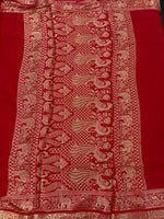 Red Satin Mashru Silk Saree 07