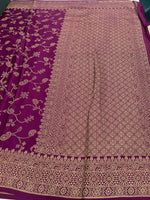 Wine Satin Mashru Silk Saree 07