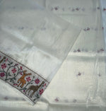 White Soft Tissue Embroidery Saree 17