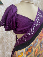 Gold n Purple Pure Modal Silk Kalamkari Print Saree 05