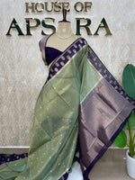 Pista Green n Blue Banarasi Soft Tissue Saree 313