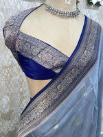 Grey Chinon Banarasi Border Saree 24