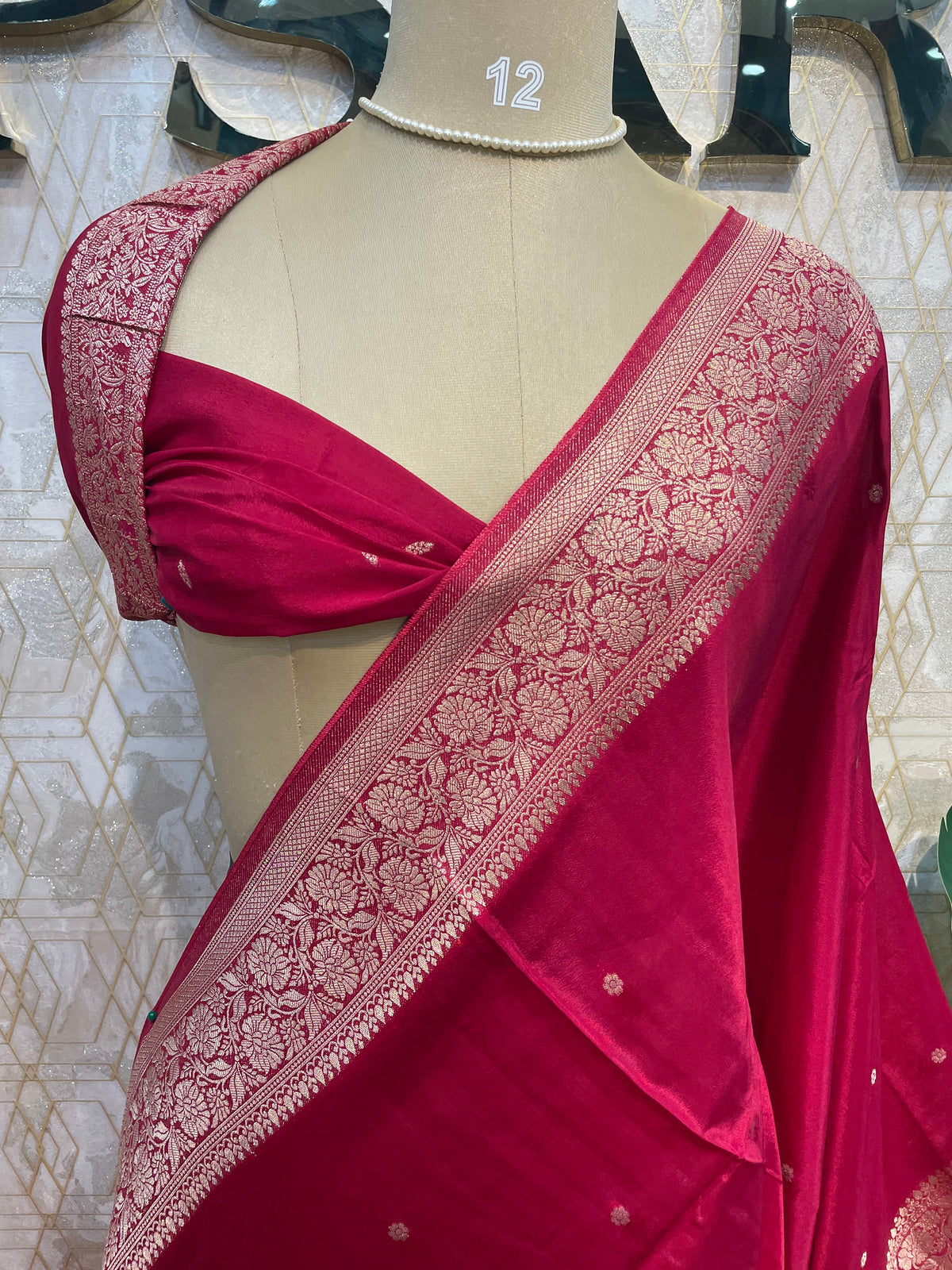 Rani Pink Banarasi Chinnon CrepeSaree 201
