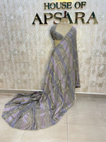 Grey Crepe n Tissue Fusion Saree 88