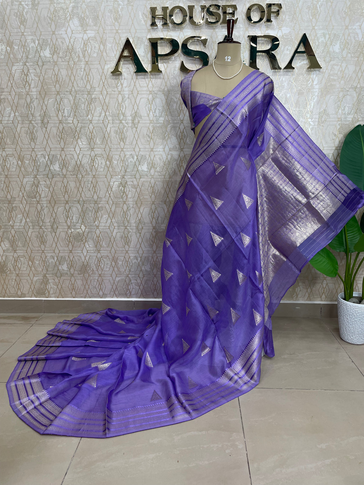 Purple Crepe Kota checks saree 309