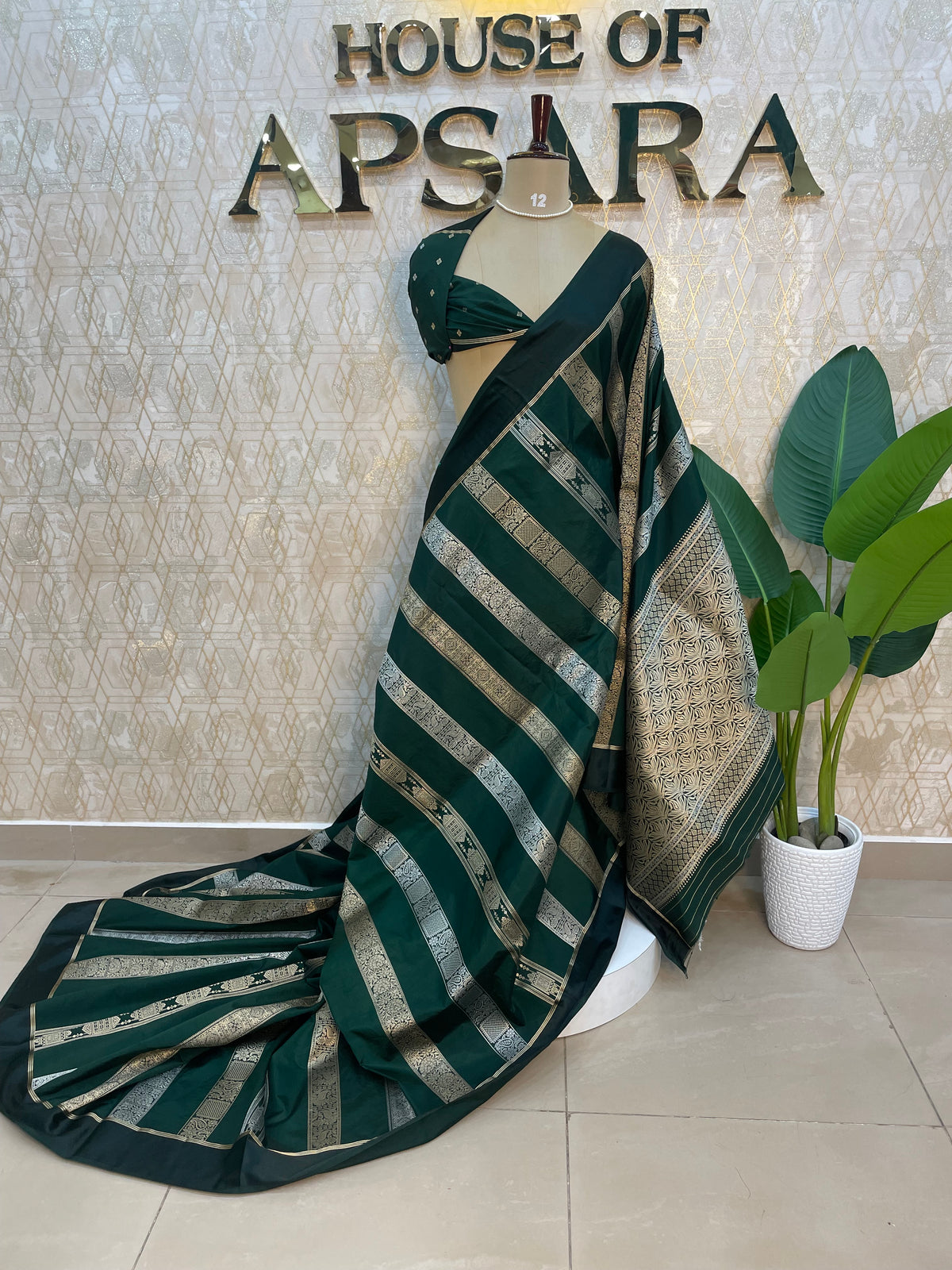 Bottle Green Soft Silk Banarasi Saree 108