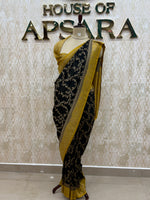 Black n Yellow Khadi Georgette Saree 26