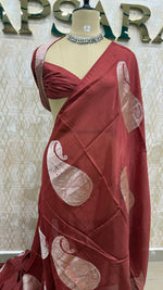 Rust Orange Dola Crepe Silk Saree 25