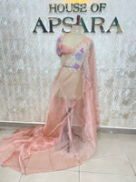 Peach Soft Organza Embroidery Saree 40