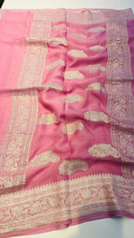 Baby Pink With Silver Zari Pure Khaddi Chiffon