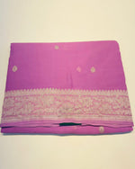 Light Purple With Silver Zari Pure Khaddi Chiffon