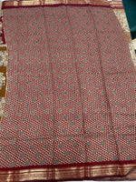 Red n Mustard Yellow Pure Mangalgiri Cotton Silk Saree 13