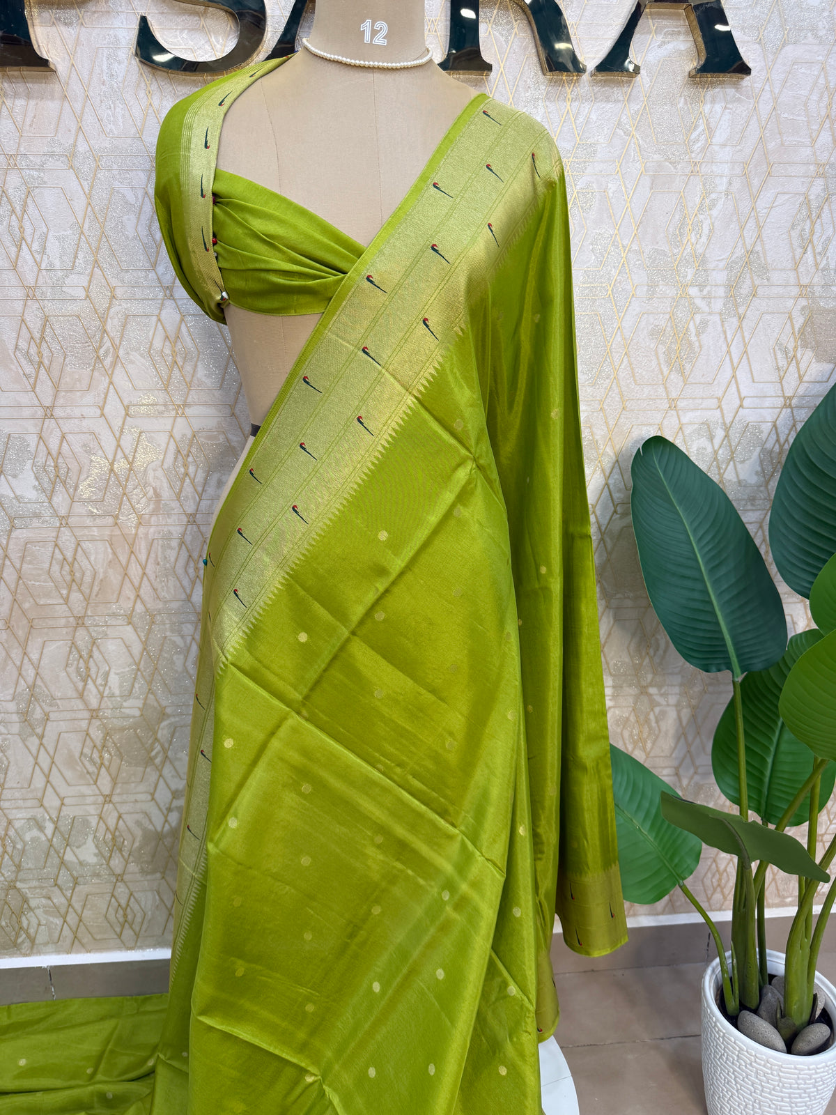 Green Crepe Silk Paithani Saree 205