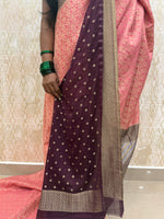 Baby Pink Meenakari Khadi Georgette Saree 26